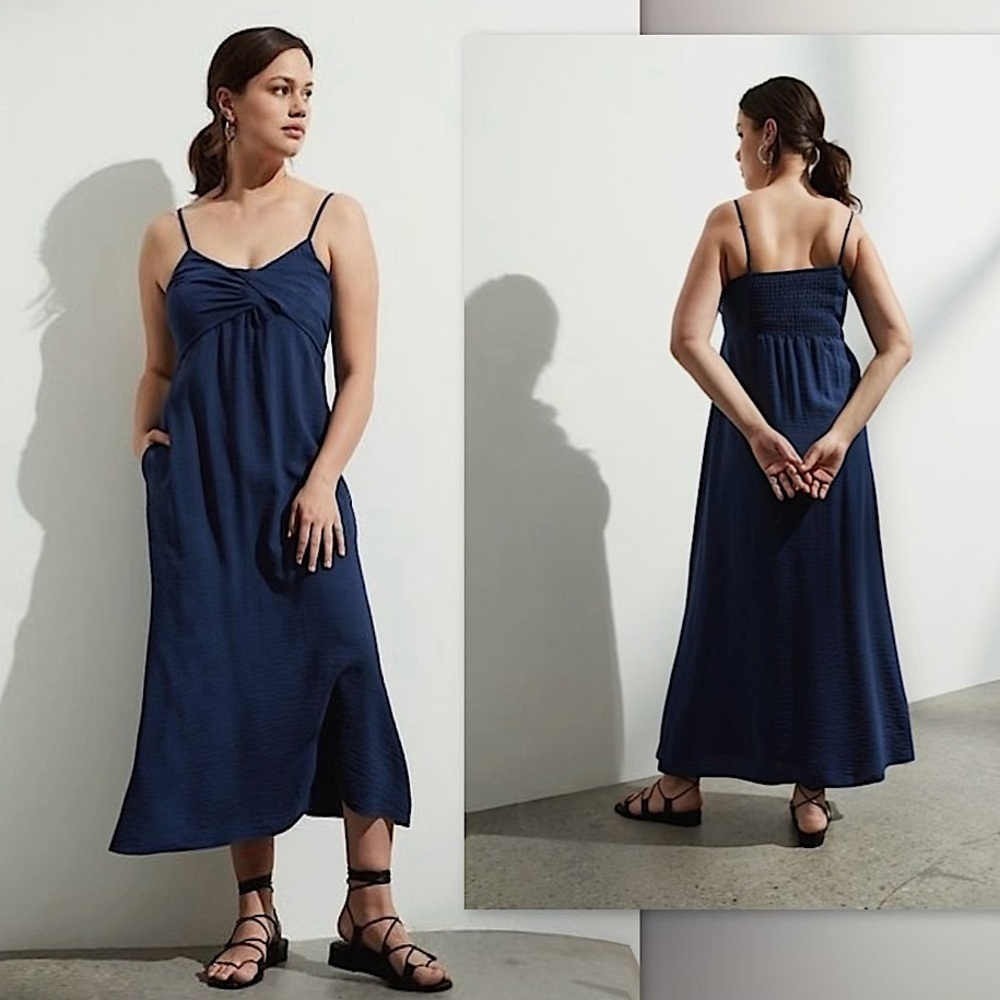 🌀Banana Republic Twisted Maxi Dress in Blue Raven, M